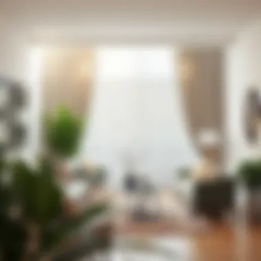 Draped fabric styled in a contemporary living room setting