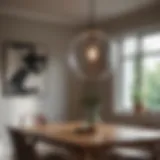 Elegant pendant light illuminating a contemporary dining area