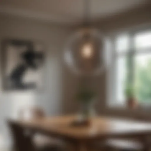 Elegant pendant light illuminating a contemporary dining area