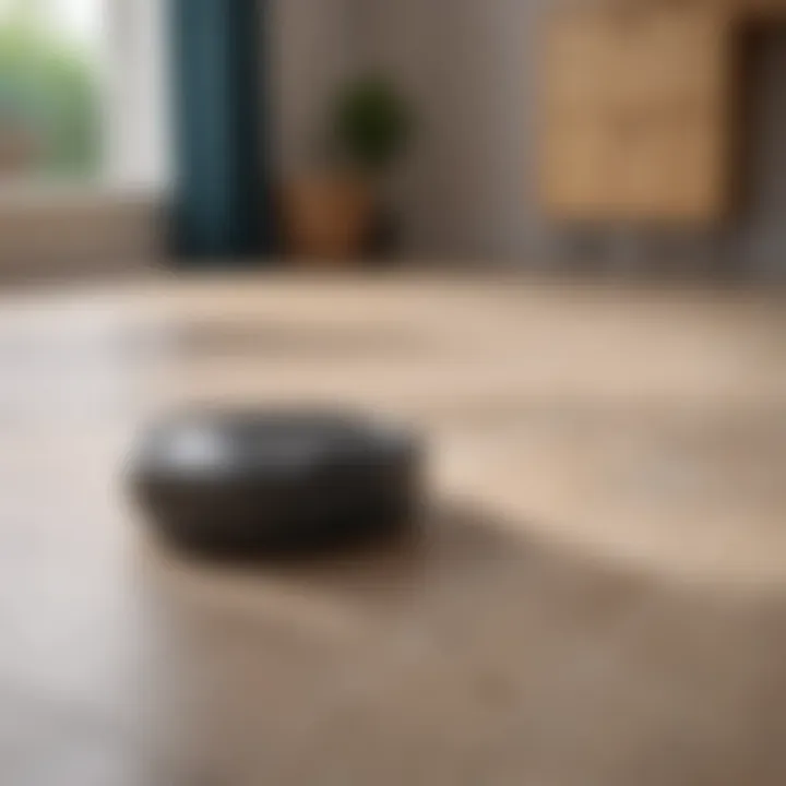 Robotic vacuum cleaner navigating a room