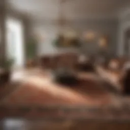 Elegant oversized rug in a cozy living room setting