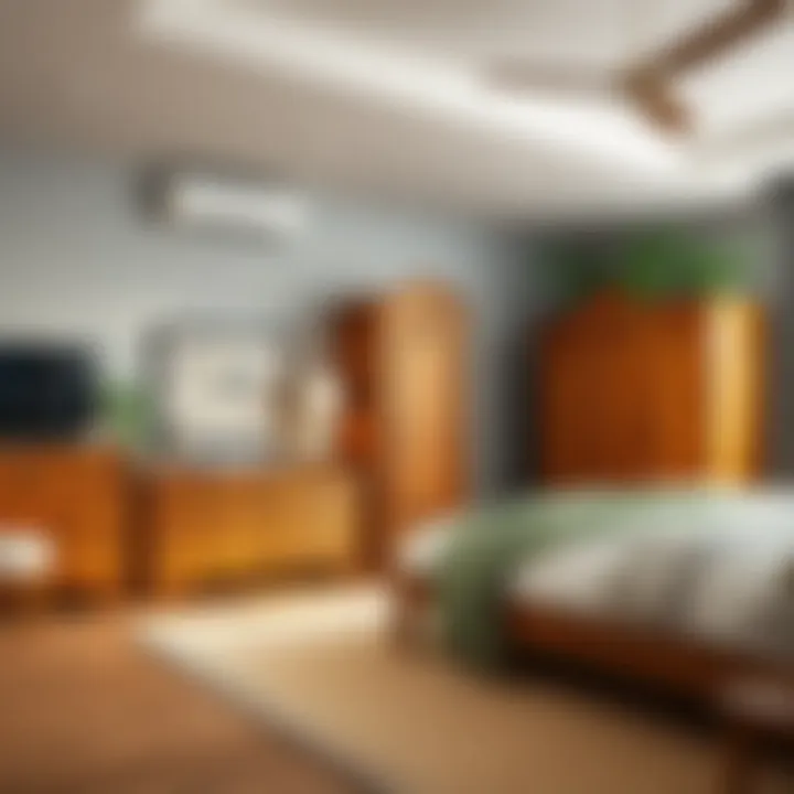 Close-up of high-quality wooden bedroom furniture