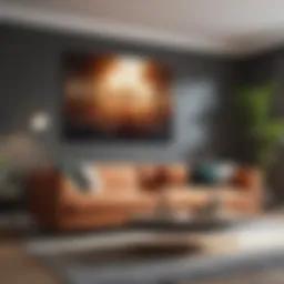 Elegant artwork above a modern sofa in a stylish living room
