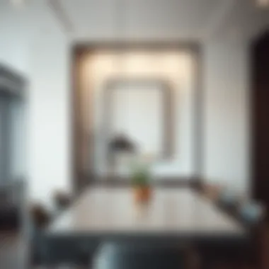 Minimalistic Art Piece in a Sleek Dining Area A minimalistic art piece complementing a sleek dining area.
