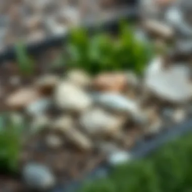 Landscaping Materials Selection Variety of landscaping materials including stones and mulch
