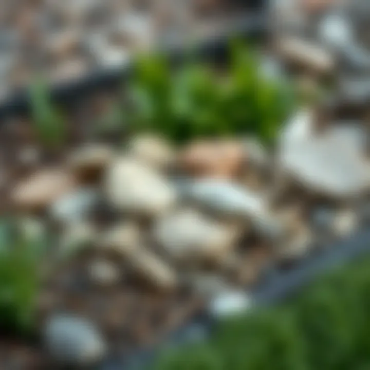 Landscaping Materials Selection Variety of landscaping materials including stones and mulch