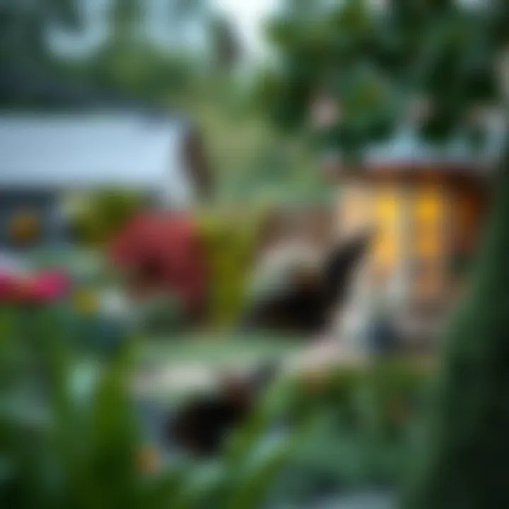 A serene garden showcasing a bat-friendly environment.