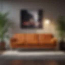 Elegant mid-century modern sofa in a stylish living room setting