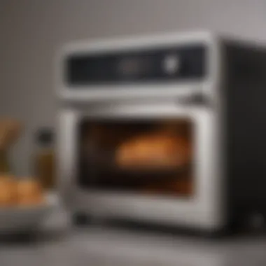 A sleek modern air fryer oven showcasing its control panel and design