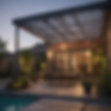 Contemporary Metal Pergola Design Stylish metal pergola with sleek lines and minimalistic design