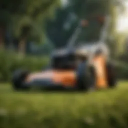 High-quality budget cordless lawn mower on display