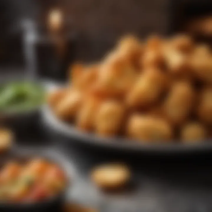 Tasty air fried snacks displayed on a plate