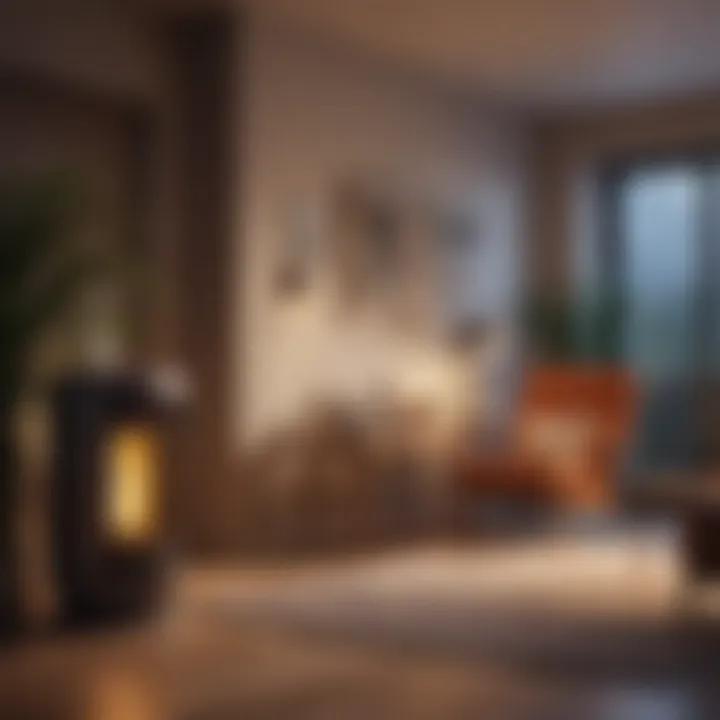 A cozy indoor setting with an electric heater