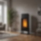 Modern electric heater in a spacious living room