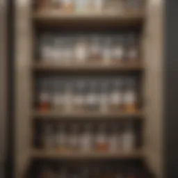 Organized medicine cabinet with various containers