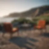 Durable outdoor furniture set against a coastal backdrop
