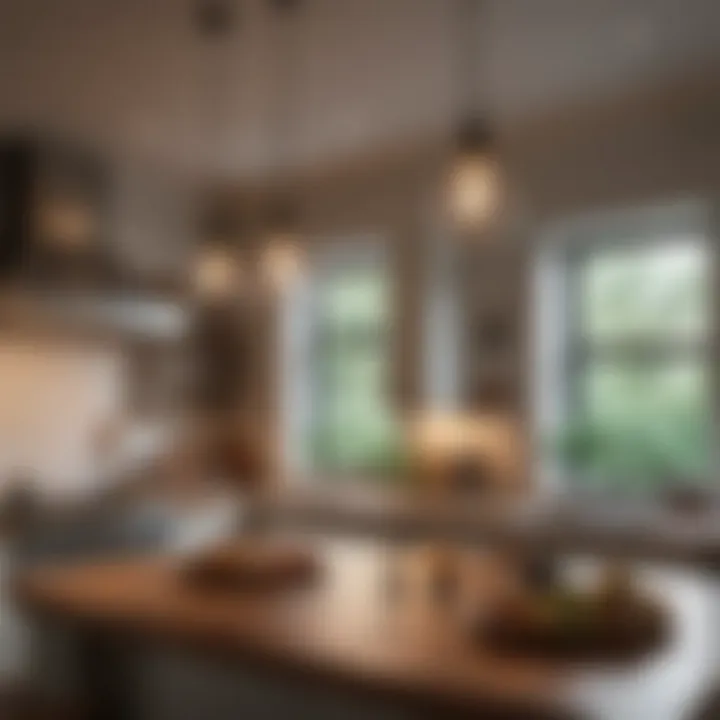Elegant pendant lights enhancing the ambiance of a kitchen space