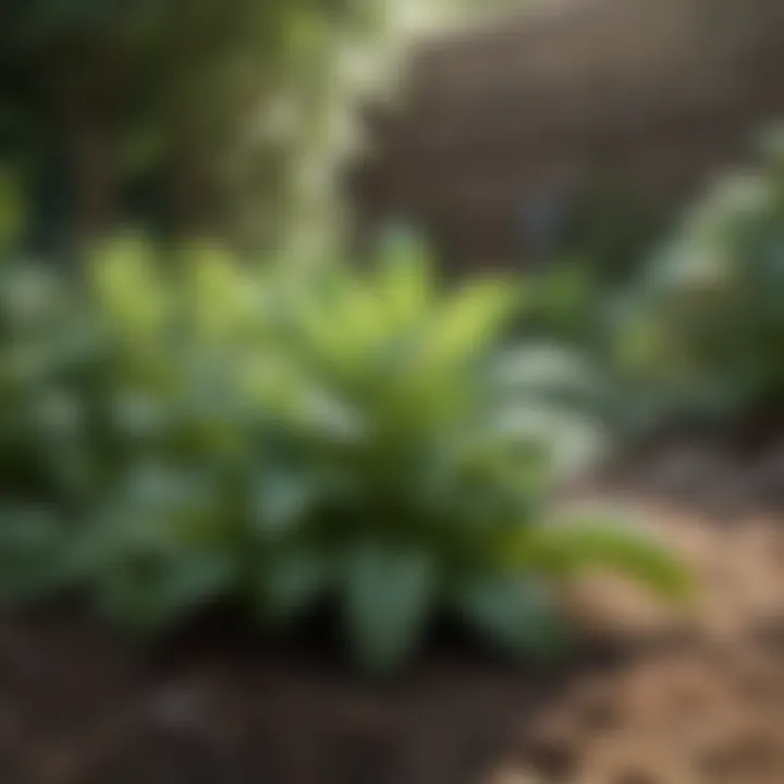 Peppermint plants growing in a garden bed
