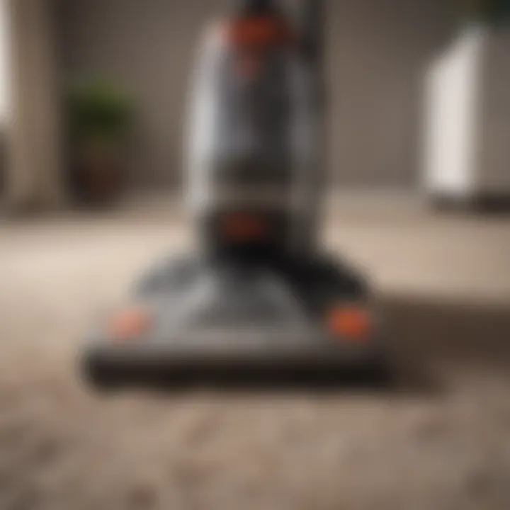 Vacuum cleaner in action on a high pile carpet