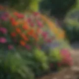 A vibrant mix of perennial flowers along a garden border