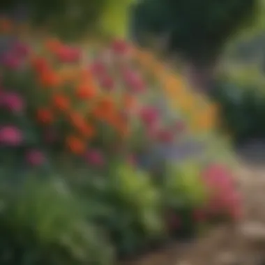 A vibrant mix of perennial flowers along a garden border