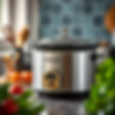 Elegant design of a Calphalon slow cooker showcasing its modern finish