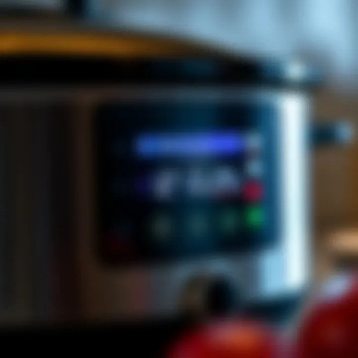 Display panel of a Calphalon slow cooker highlighting its advanced technology features