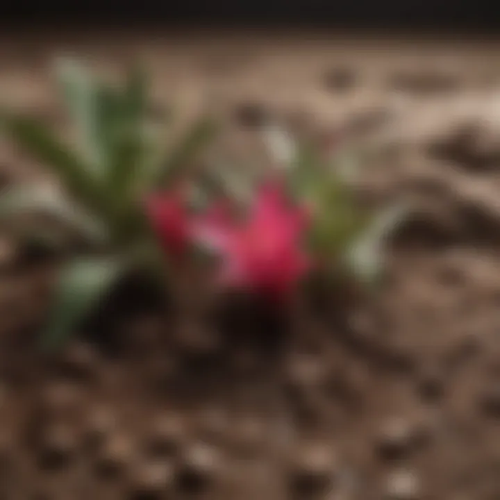 Detailed view of Christmas cactus soil showing proper drainage and texture