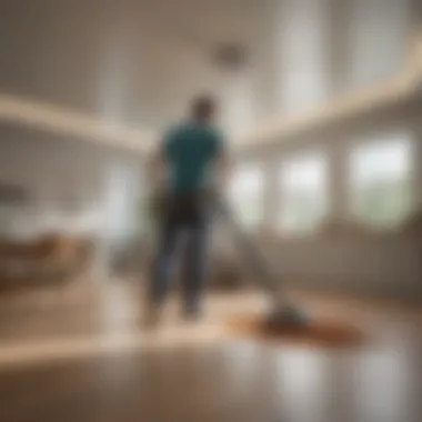Utilizing a Vacuum for Dust-Free Ceilings A person using a vacuum cleaner to clean the ceiling