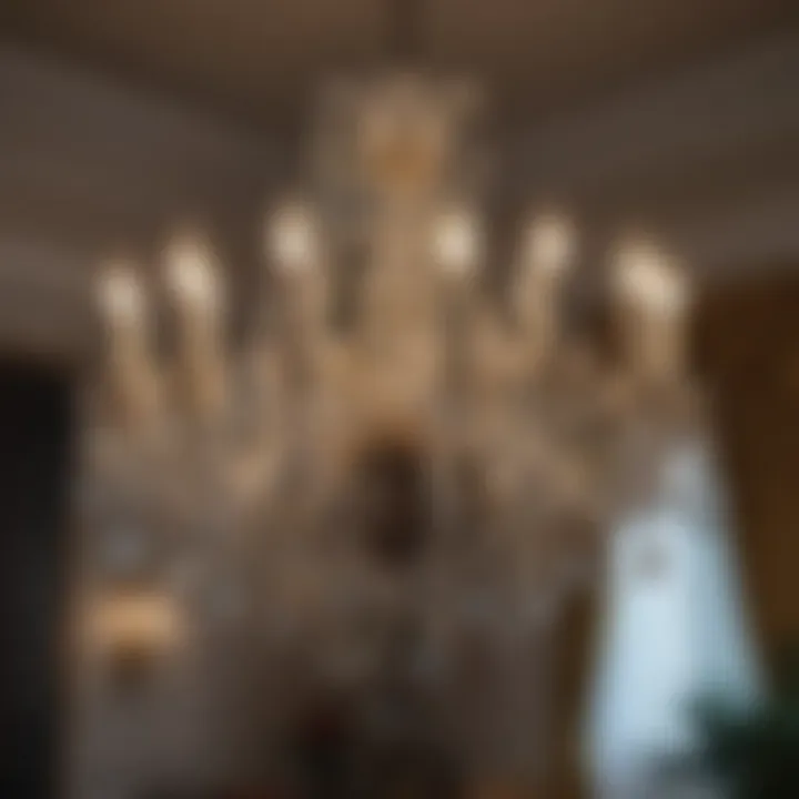 Elegant crystal chandelier casting a warm glow