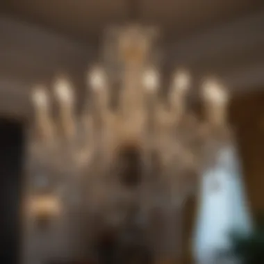 Elegance in Illumination Elegant crystal chandelier casting a warm glow