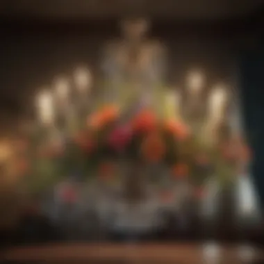 Floral Elegance Chandelier adorned with floral designs in a bright space