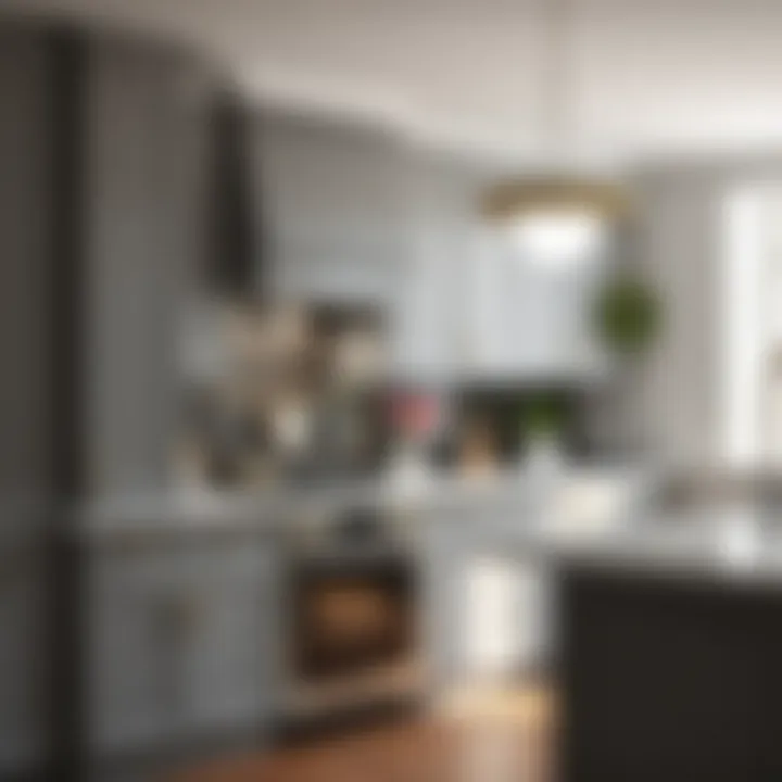 Lighting effects on gray kitchen cabinetry