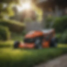 A compact lawn mower designed for small gardens
