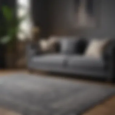 Elegant Rug Design with Grey Sofa Elegant rug design harmonizing with a grey sofa