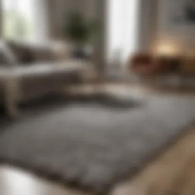 Textured Rug in a Neutral Living Room Textured rug adding warmth to a neutral living space