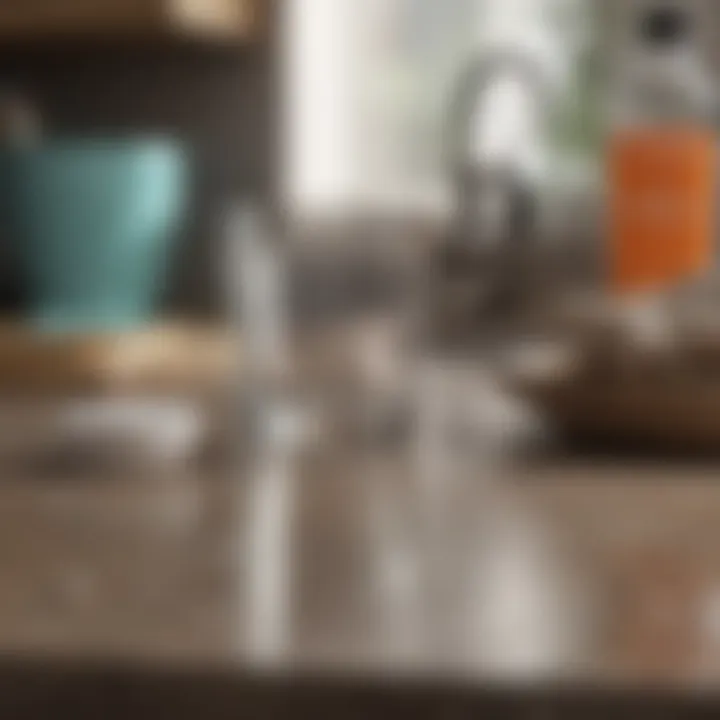 Cleaning materials organized for quartz maintenance