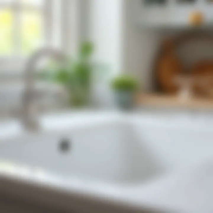 A pristine white porcelain farm sink showcasing its glossy finish