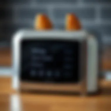 Close-up of a toaster screen displaying customizable settings