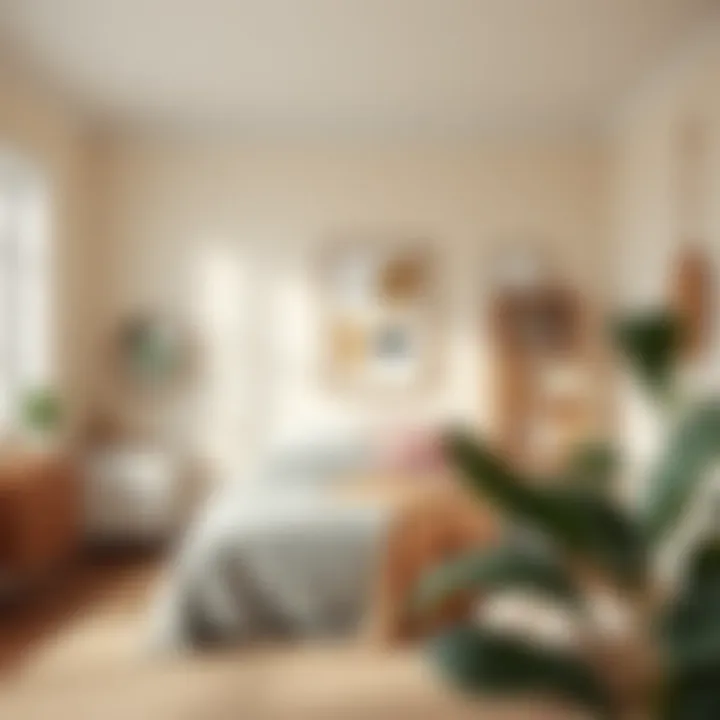 Light Color Organization in Bedroom A well-organized small bedroom using light colors and strategic decor placement to maximize space