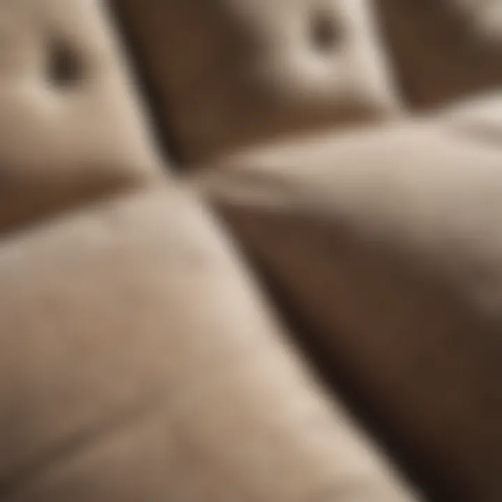 A close-up of a textured couch fabric showing stains