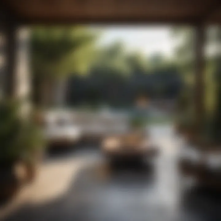 Trendy outdoor living space