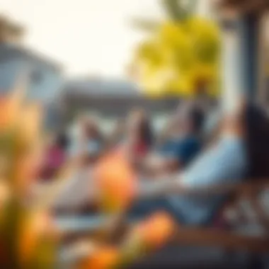Family enjoying time on outdoor recliners