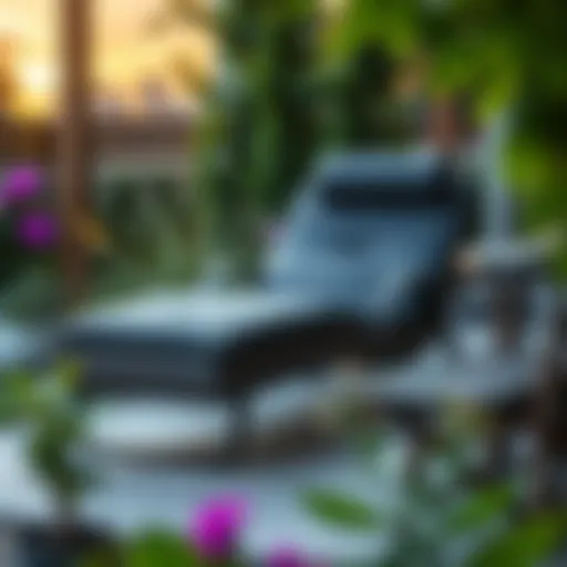 Luxurious outdoor recliner in a garden setting