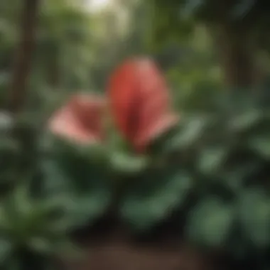 Colossal Elephant Ear Plants in a Vibrant Garden A vibrant garden featuring colossal elephant ear plants integrated into a lush landscape.