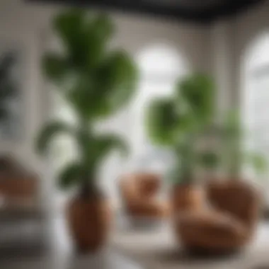 Colossal Elephant Ear Plants in Modern Interior Design Interior design showcasing colossal elephant ear plants as a striking element in modern decor.