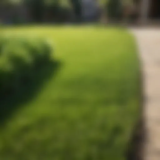 Lush green lawn after overseeding