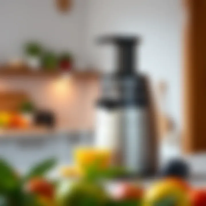 Sleek Design of Contemporary Fruit Juicers A modern fruit juicer showcasing its sleek design.