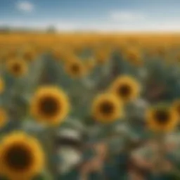 Vibrant sunflower field under a bright blue sky