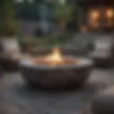Elegant stone firepit surrounded by seating